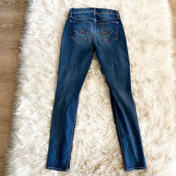 7 for all mankind gwenevere mid rise distressed skinny jeans dark phoenix 26 - Picture 7 of 8